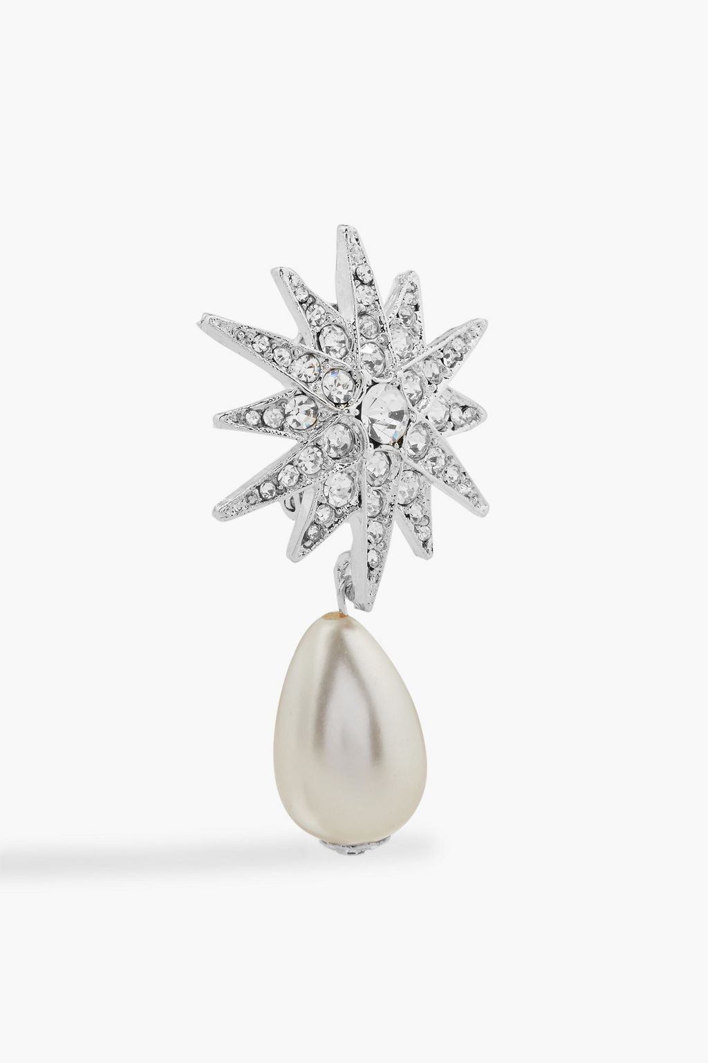 KENNETH JAY LANE Silver-tone, faux pearl and crystal clip earrings