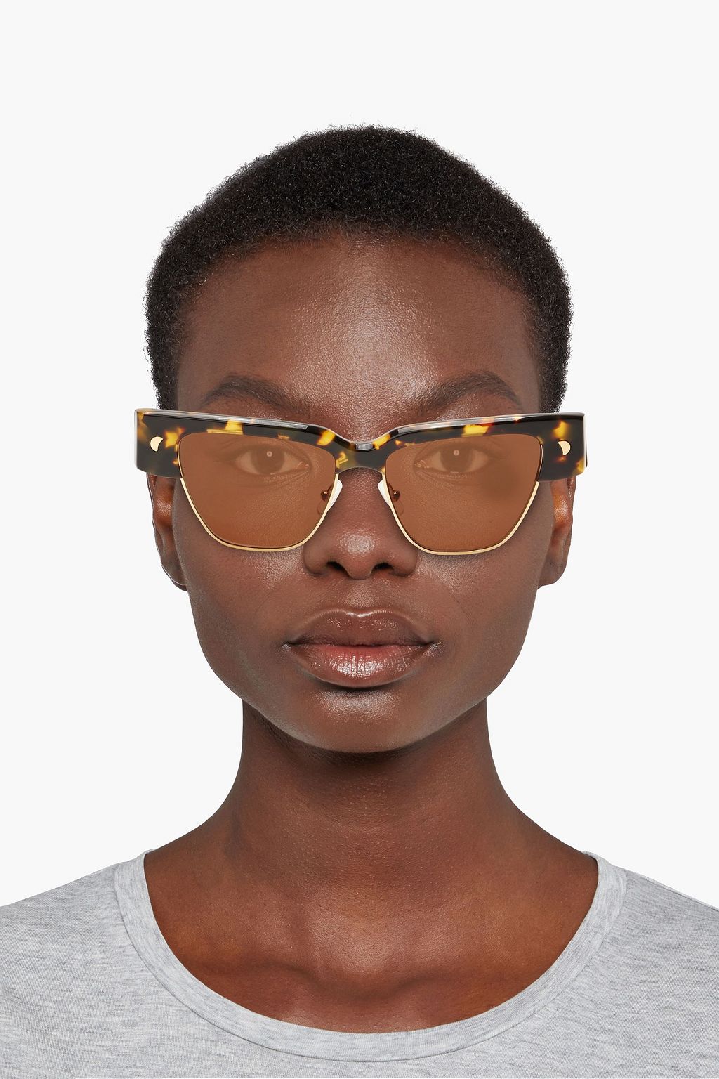 NANUSHKA Shako Sonnenbrille mit eckigem Rahmen aus Azetat mit Schildpatt und goldfarbenen Details