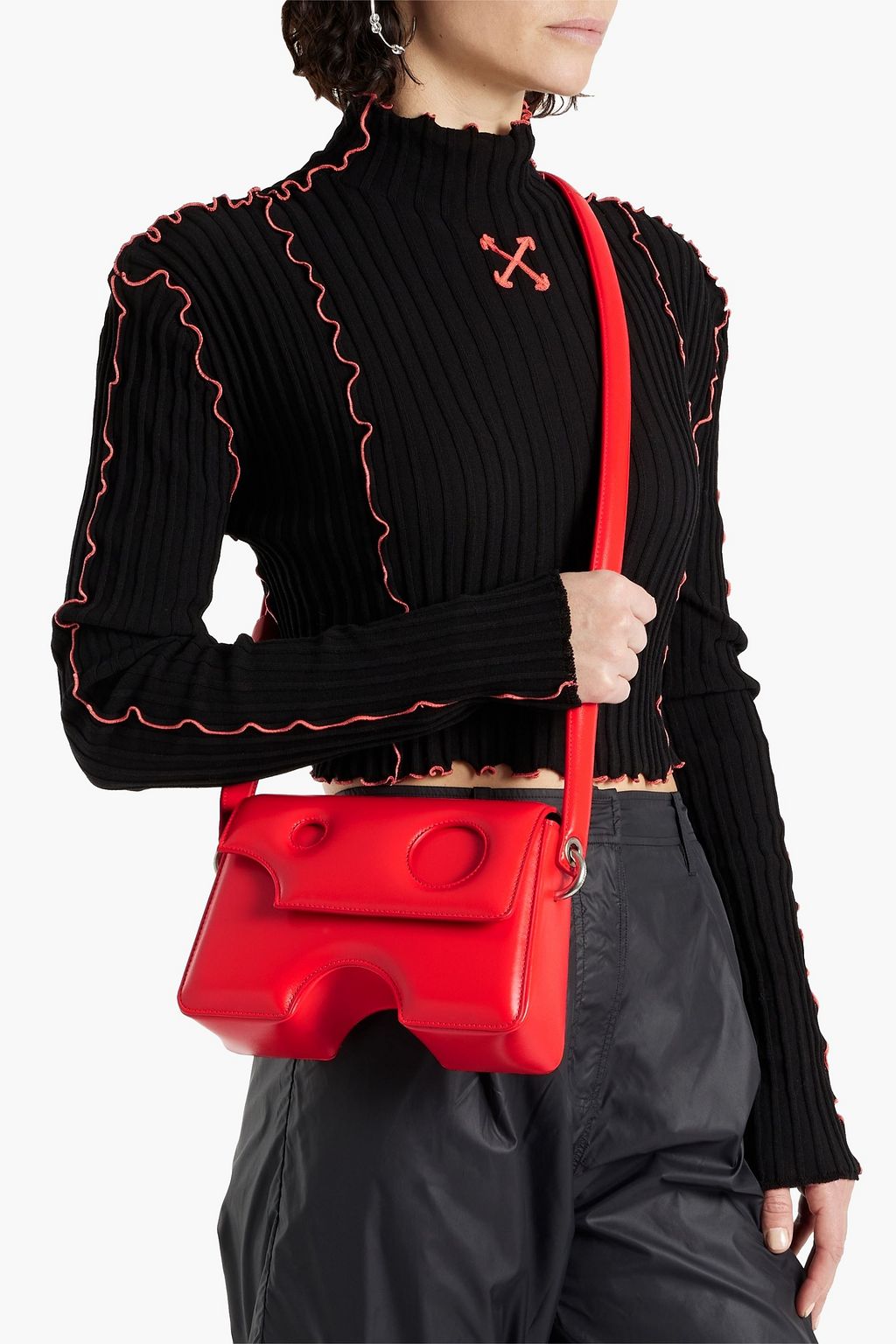 OFF-WHITE™ Burrow cutout leather shoulder bag