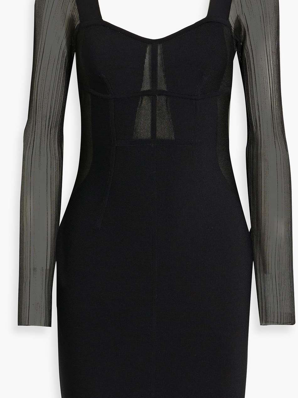 plissé tulle-paneled bandage mini dress