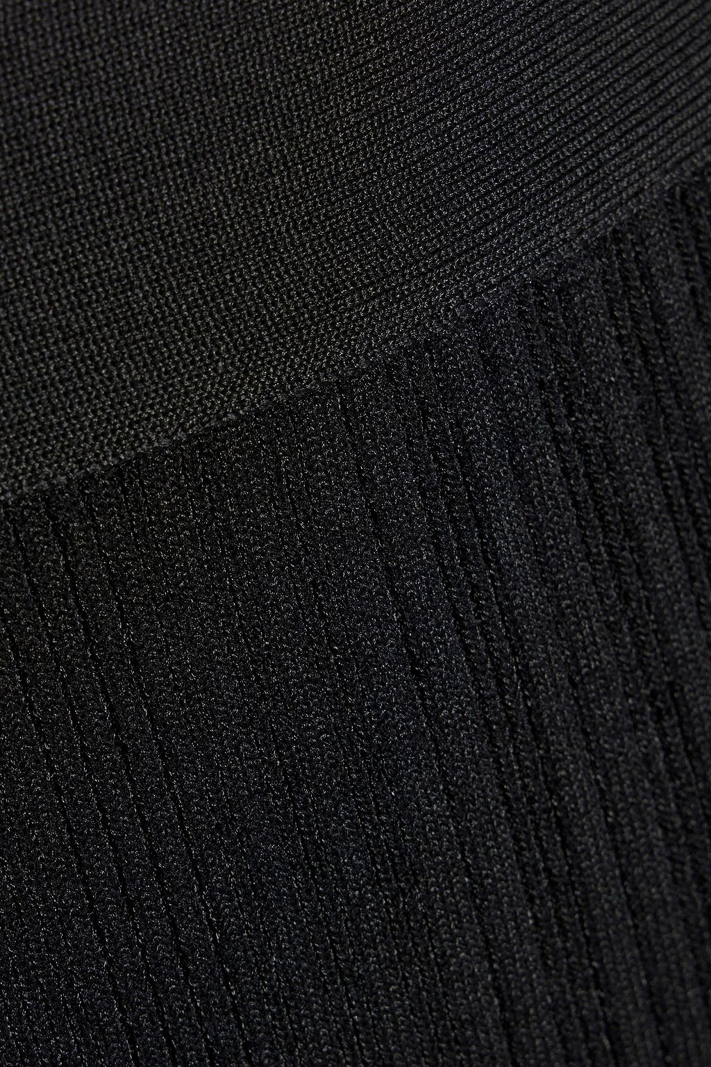 HERVÉ LÉGER Metallic ribbed-knit midi pencil skirt
