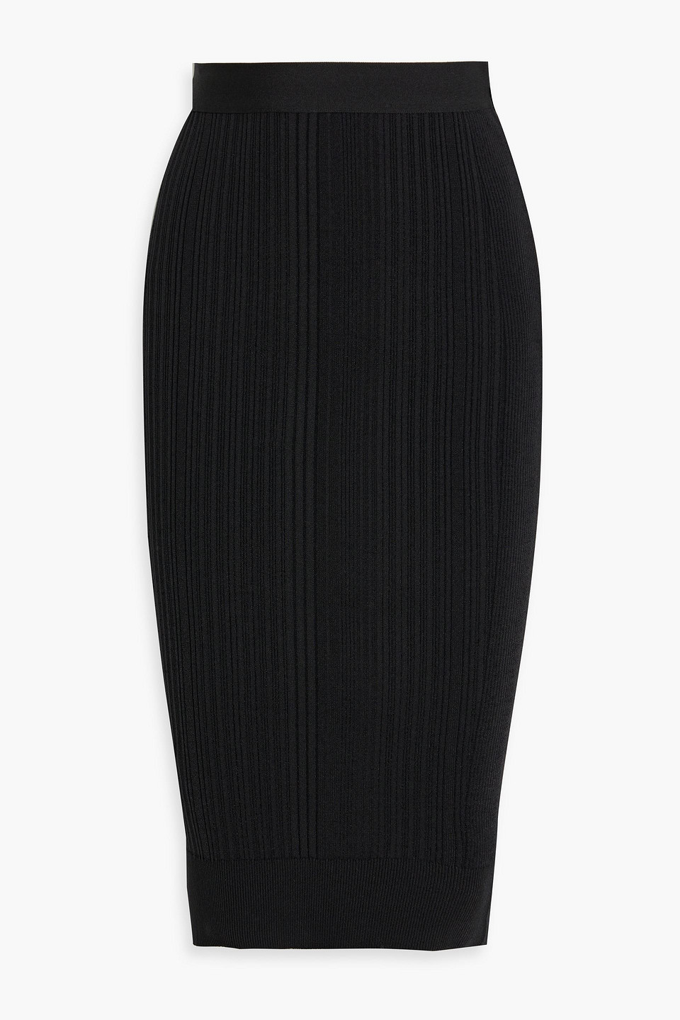 Herve Leger Black Variegated Midi Skirt In Black