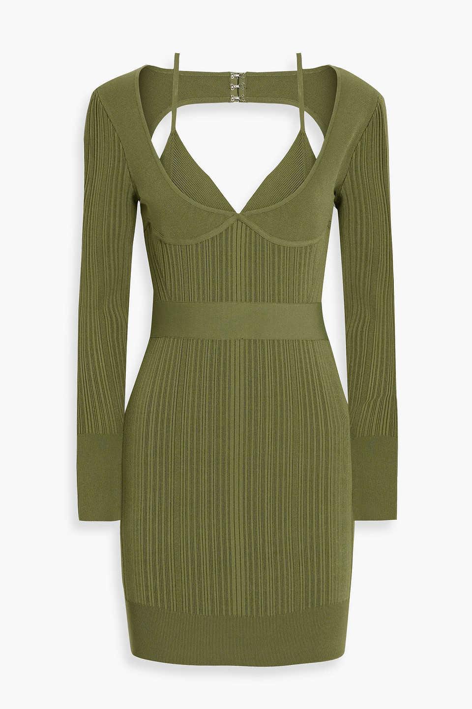 Herve Leger Cutout Bandage Mini Dress In Army Green | ModeSens