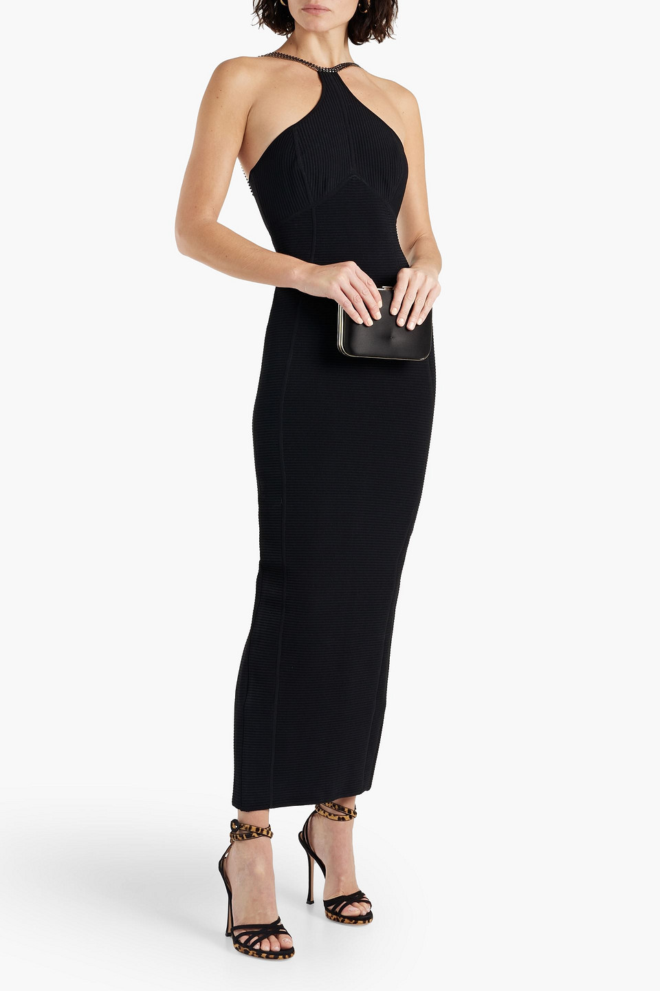 Shop Herve Leger Embellished Bandage Maxi Dress In Black