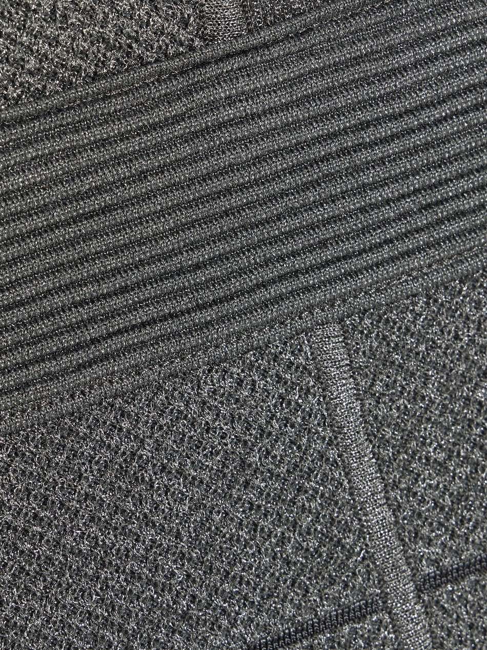 textured bandage and stretch-knit maxi dress