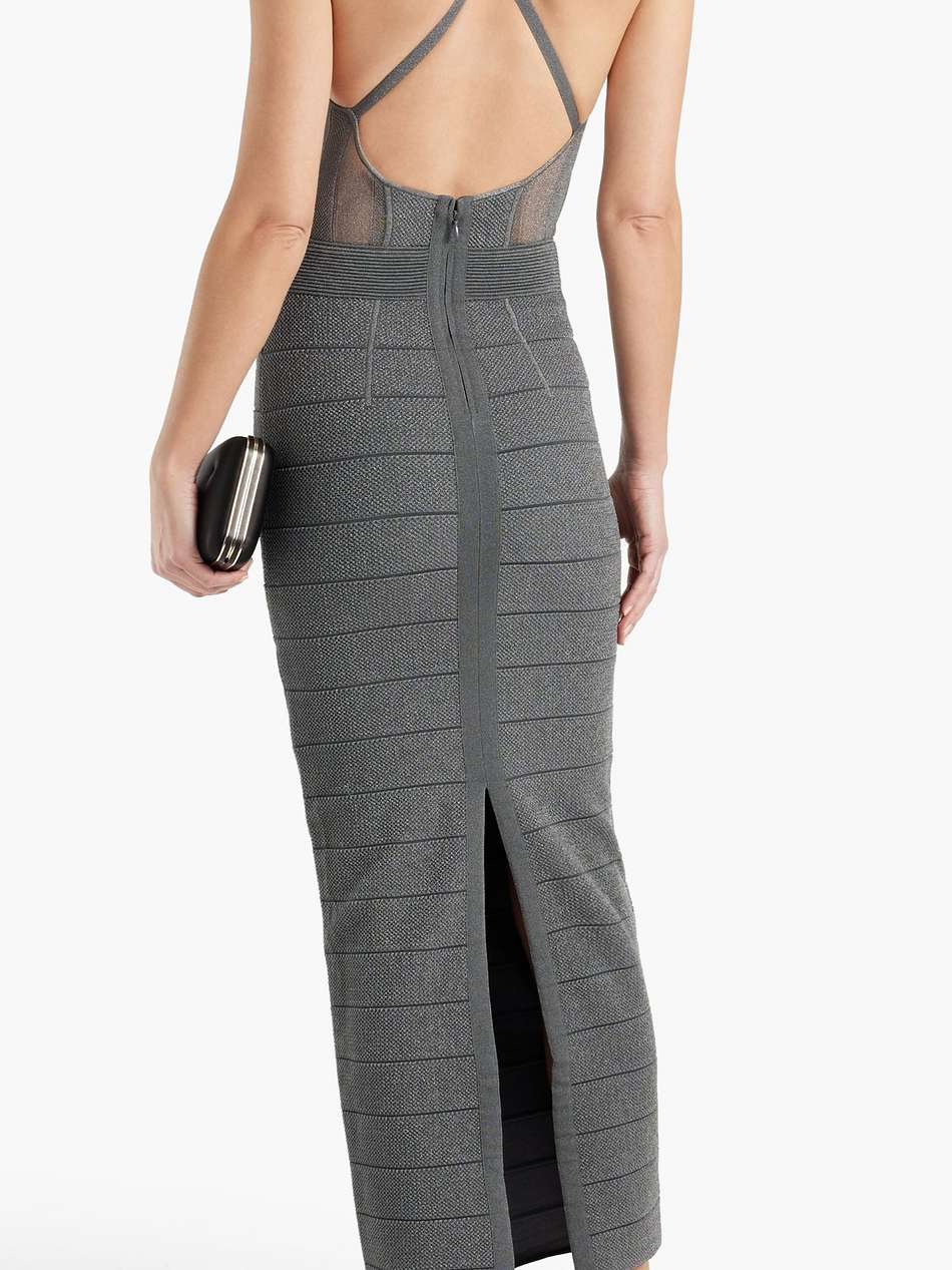 textured bandage and stretch-knit maxi dress