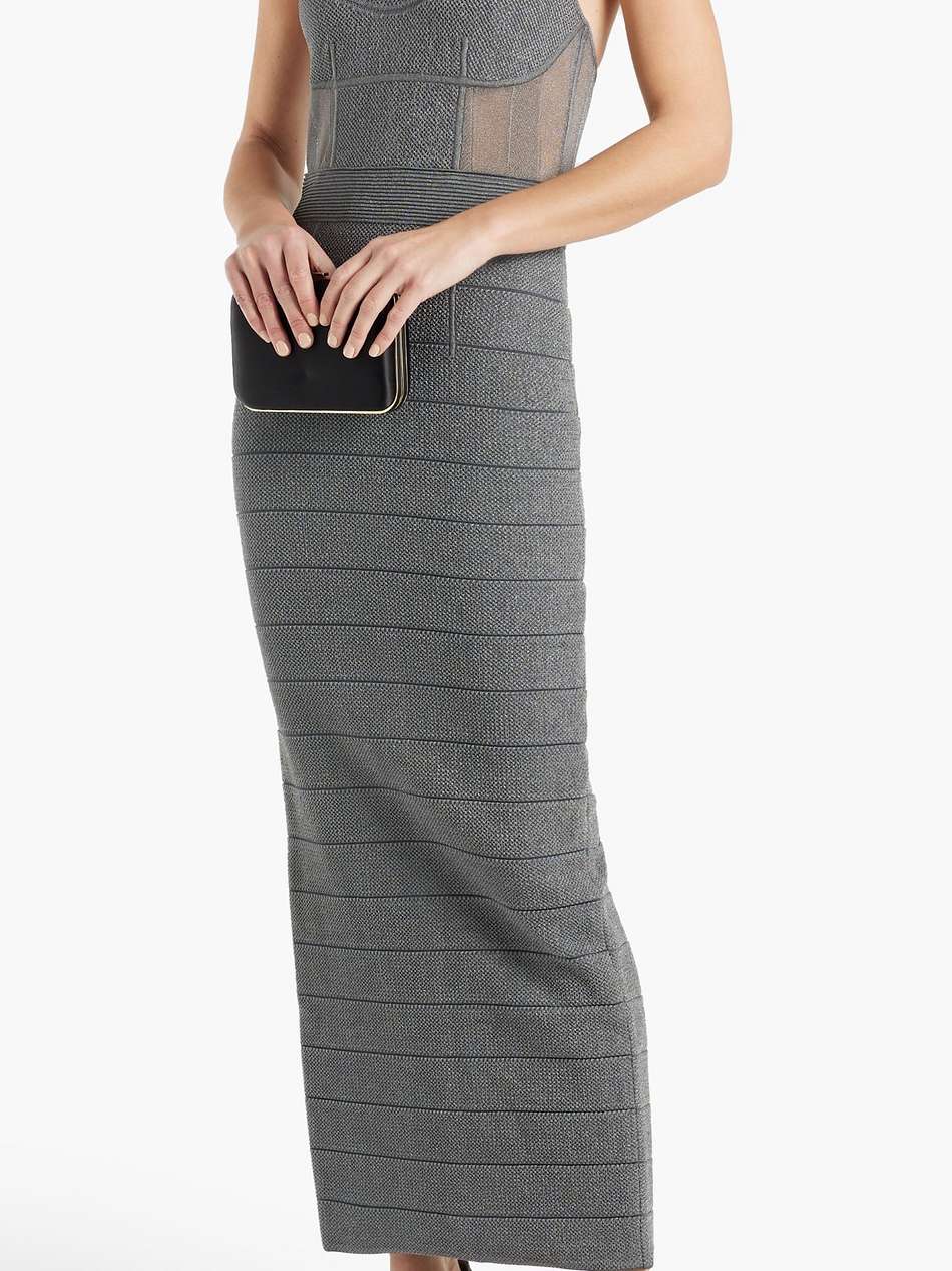 textured bandage and stretch-knit maxi dress