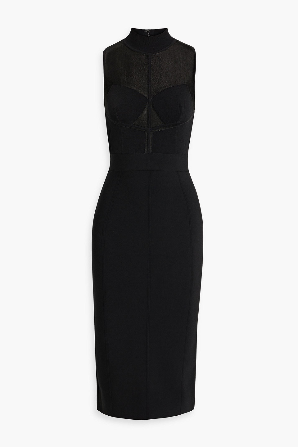 Herve Leger Bandage And Stretch-knit Midi Dress In Black