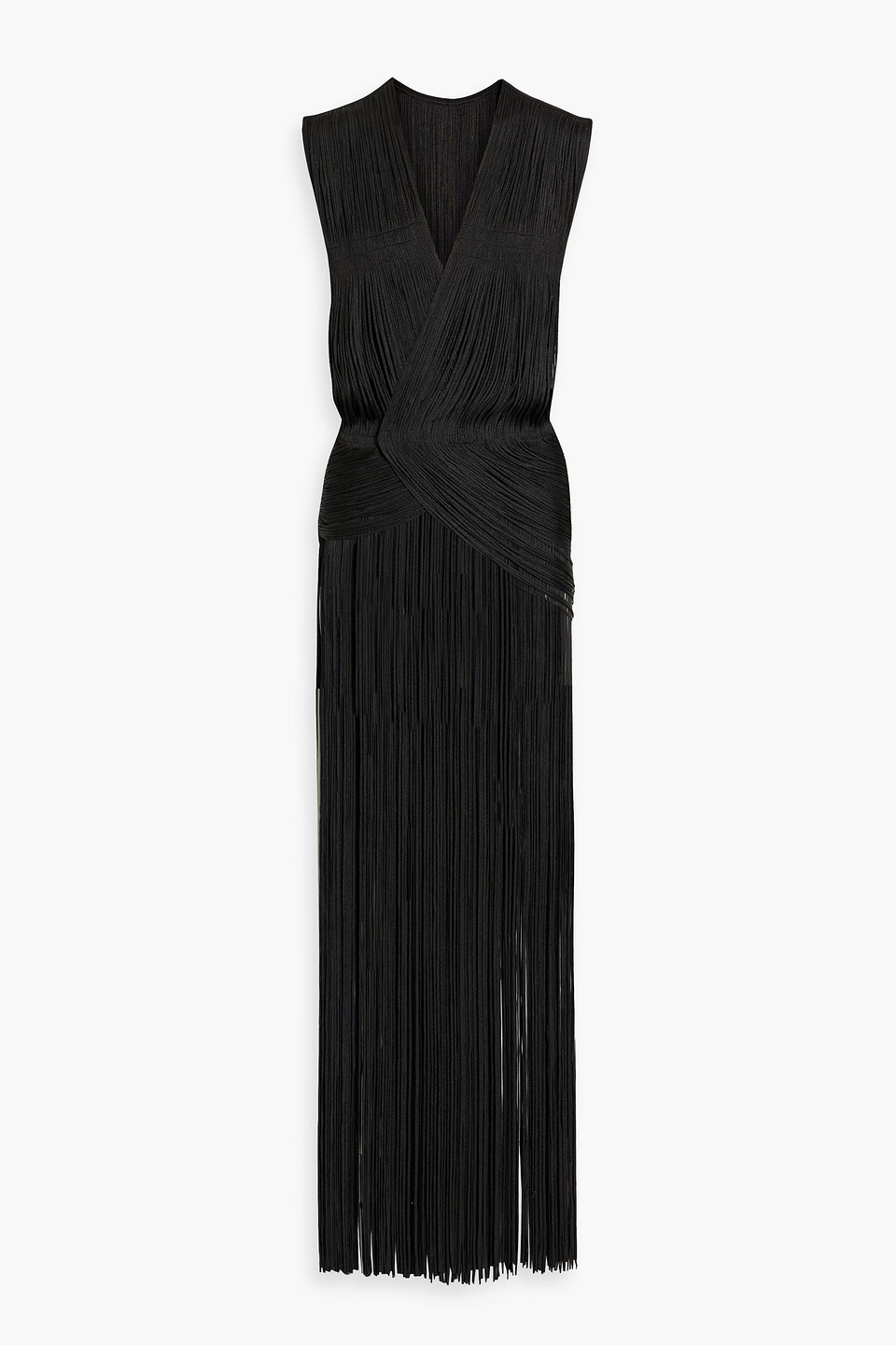 Herve Leger Fringed Bandage Wrap Top In Black