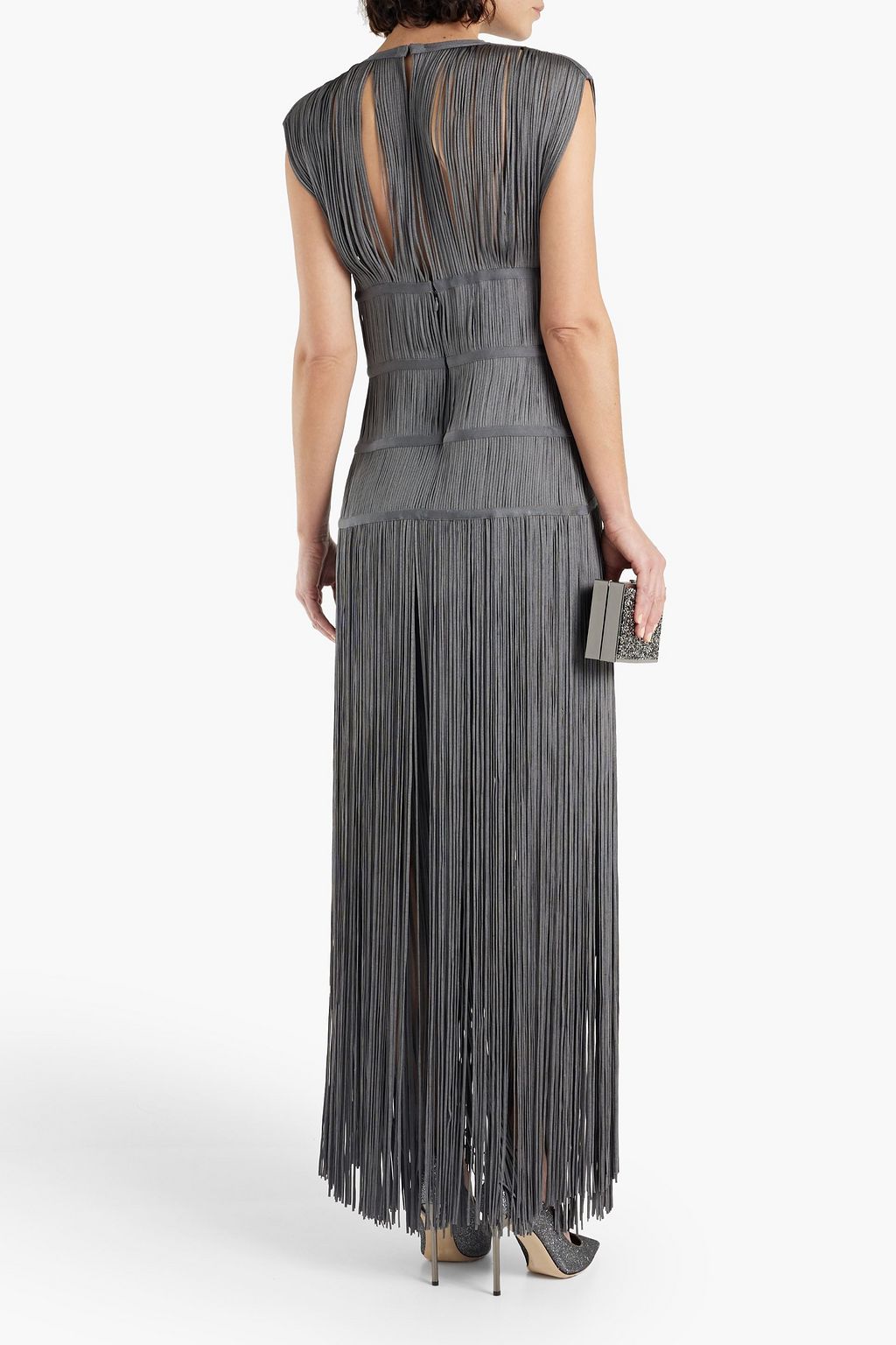 HERVÉ LÉGER Fringed bandage gown