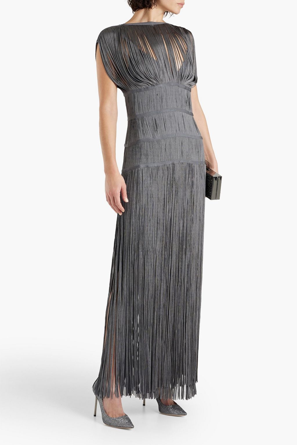 HERVÉ LÉGER Fringed bandage gown