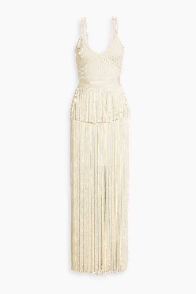 Fringed bandage maxi dress