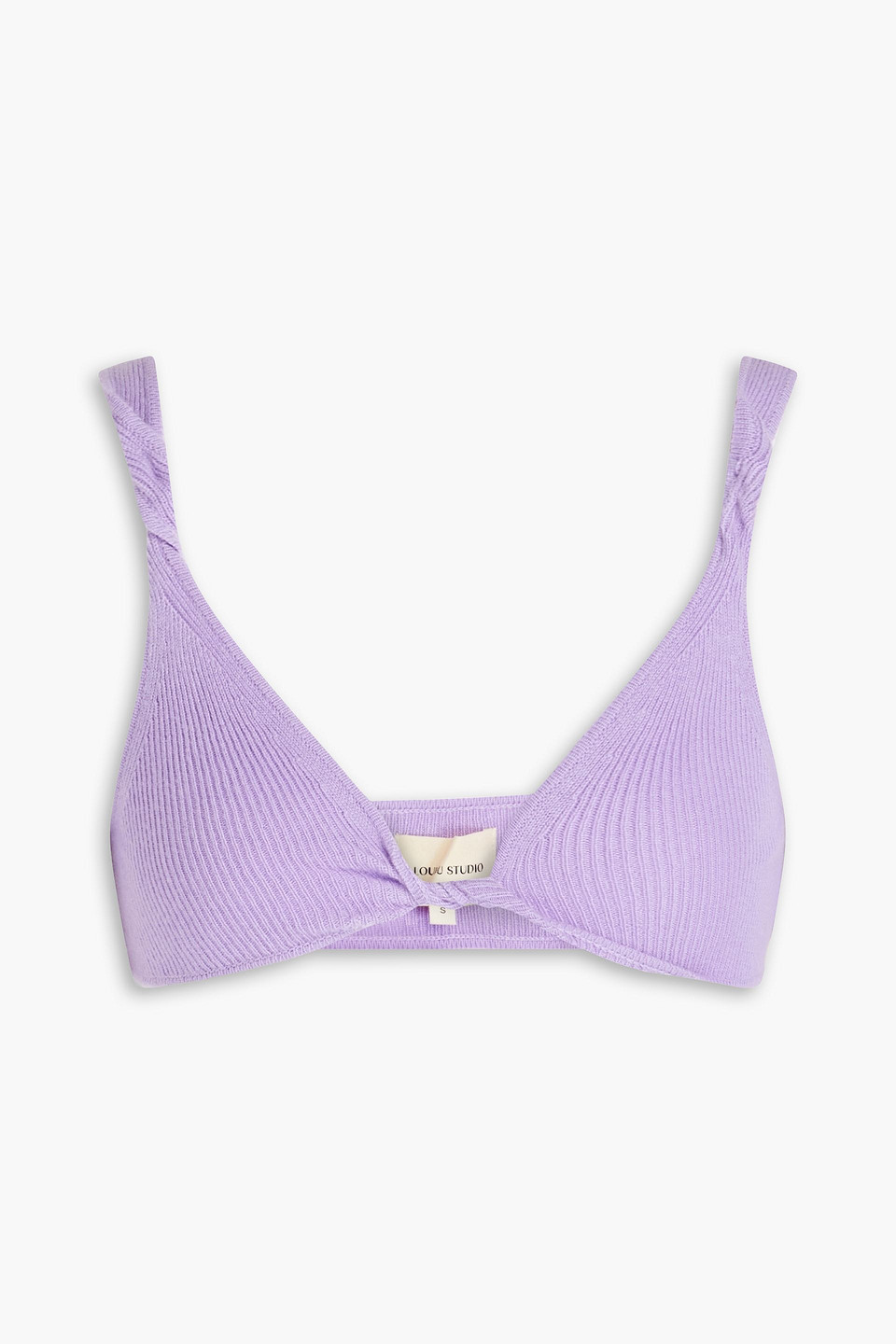 LOULOU STUDIO QAMEA TWIST-FRONT RIBBED CASHMERE BRA TOP,3074457345634445083