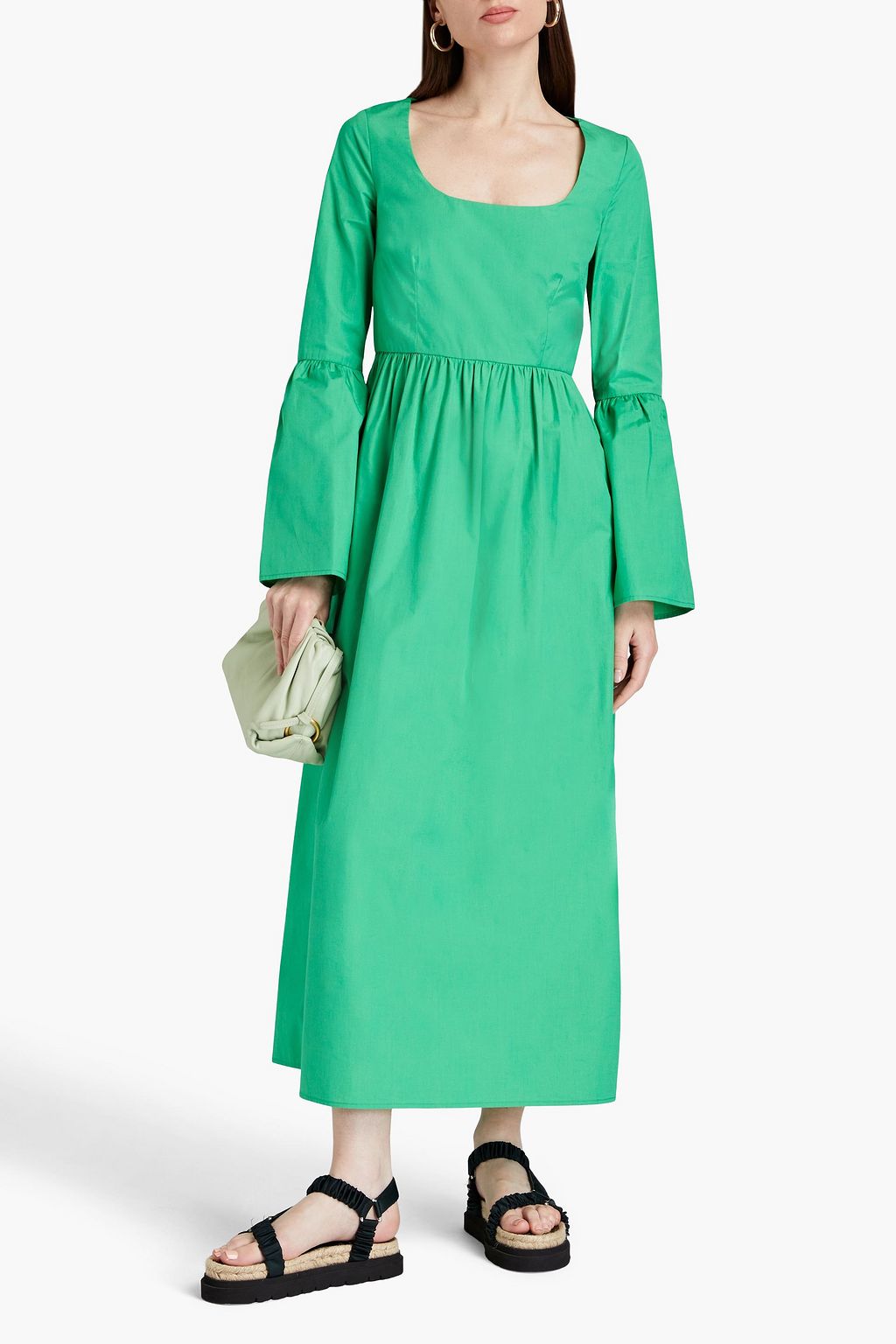 LOULOU STUDIO Keppel gerafftes Maxikleid aus Baumwollpopeline