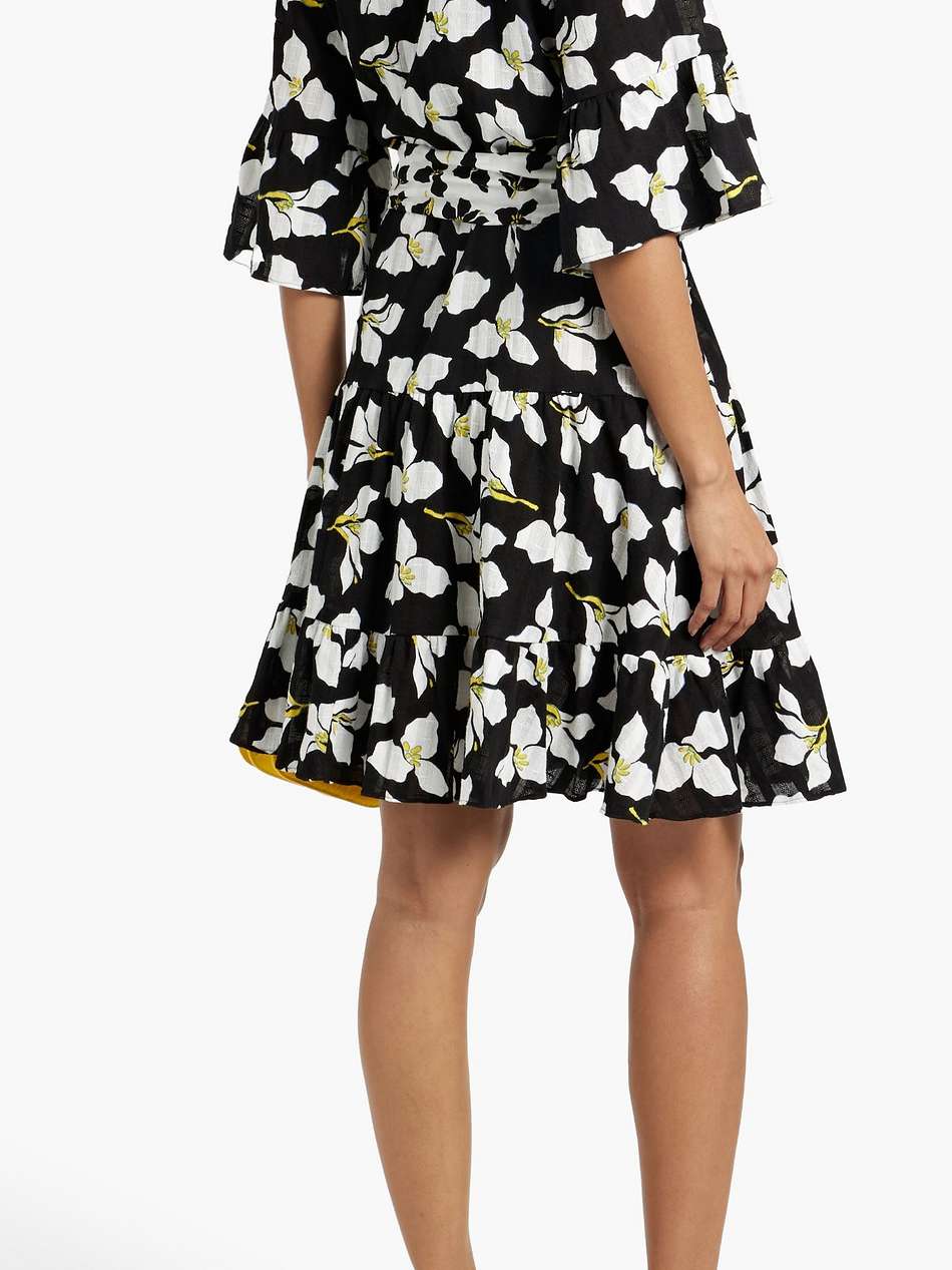 beata floral-print cotton-jacquard mini shirt dress