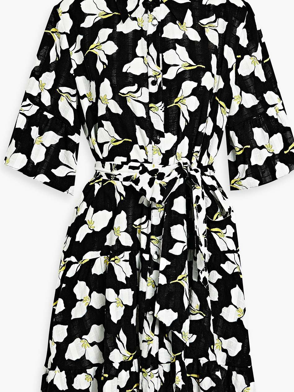 beata floral-print cotton-jacquard mini shirt dress