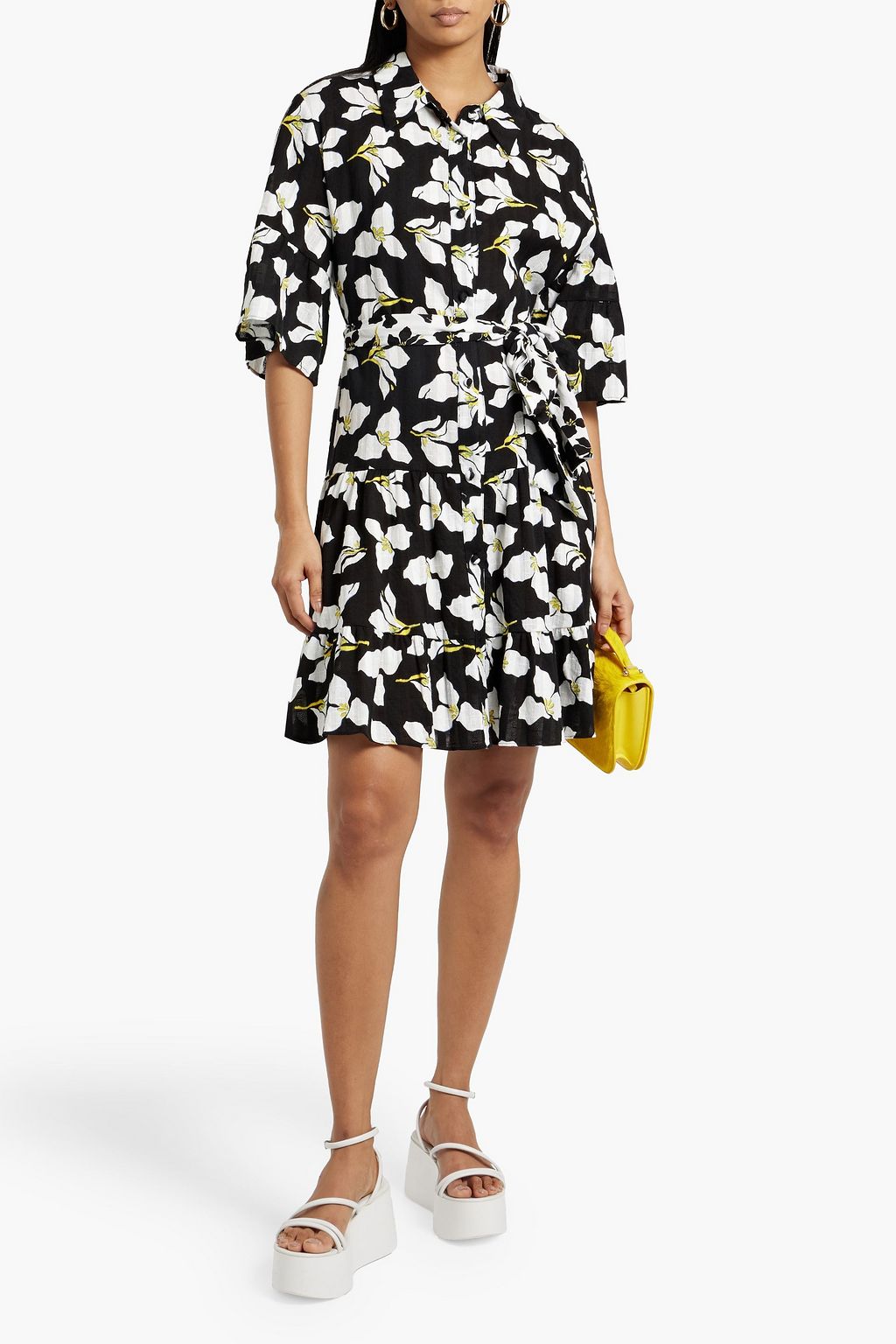 DIANE VON FURSTENBERG Beata floral-print cotton-jacquard mini shirt dress