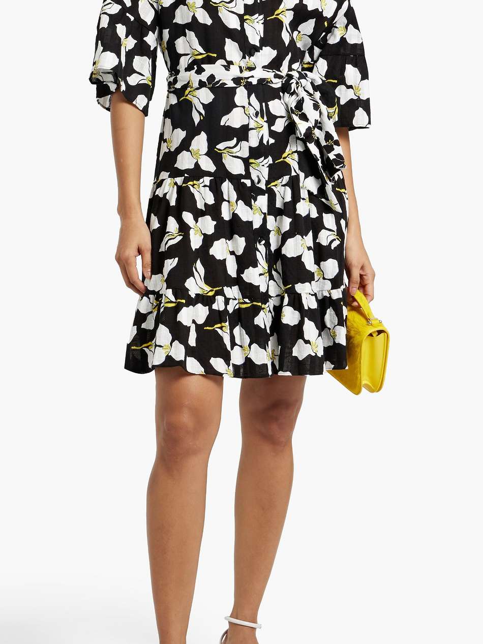 beata floral-print cotton-jacquard mini shirt dress