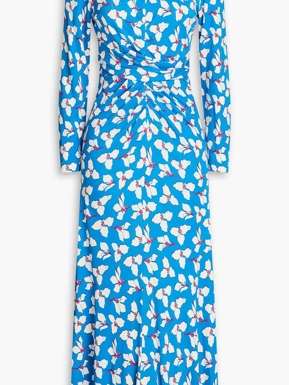 timmy ruched floral-print jersey midi dress