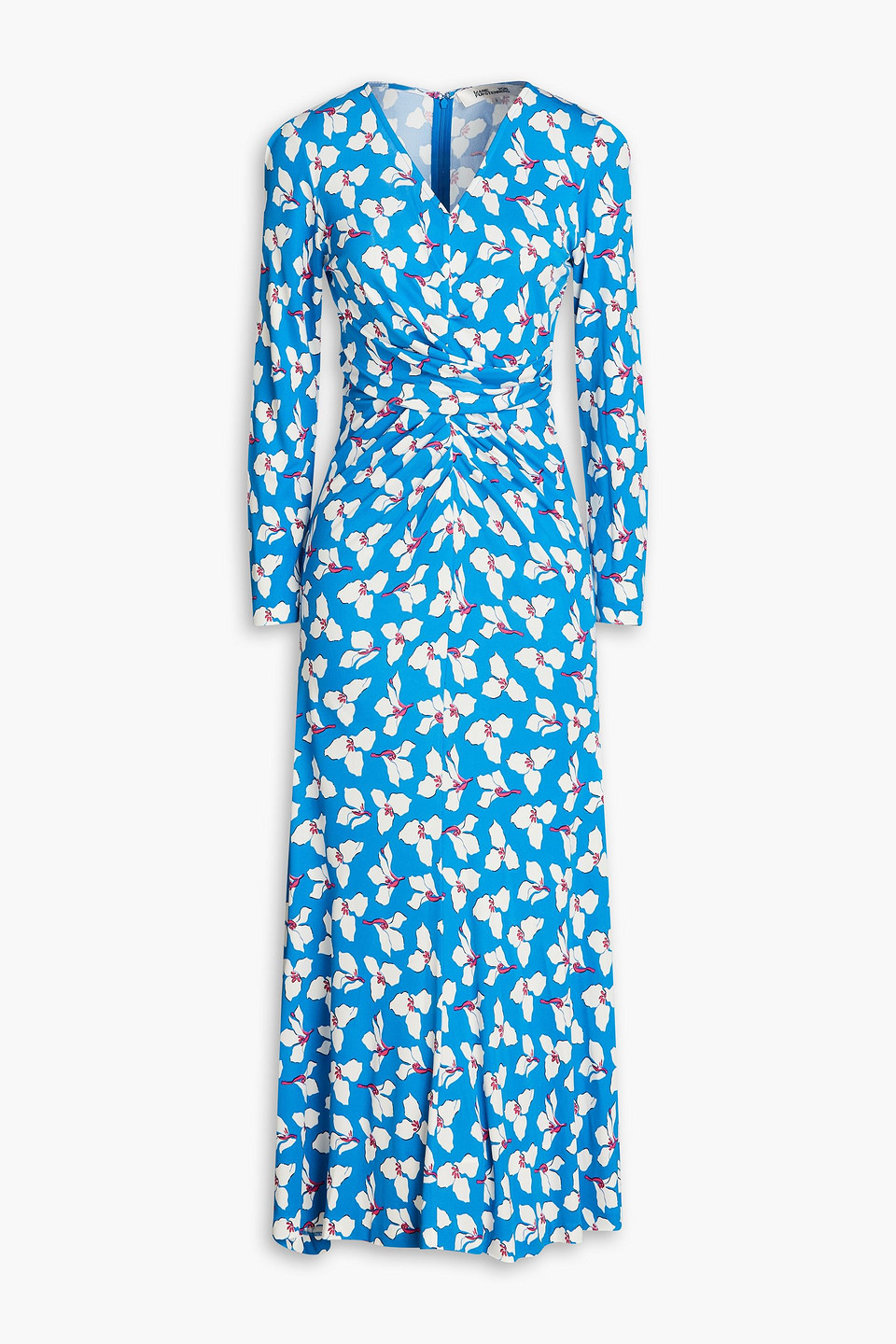 Diane Von Furstenberg Midikleid Aus Jersey Mit Floralem Print Und Raffungen In Light Blue