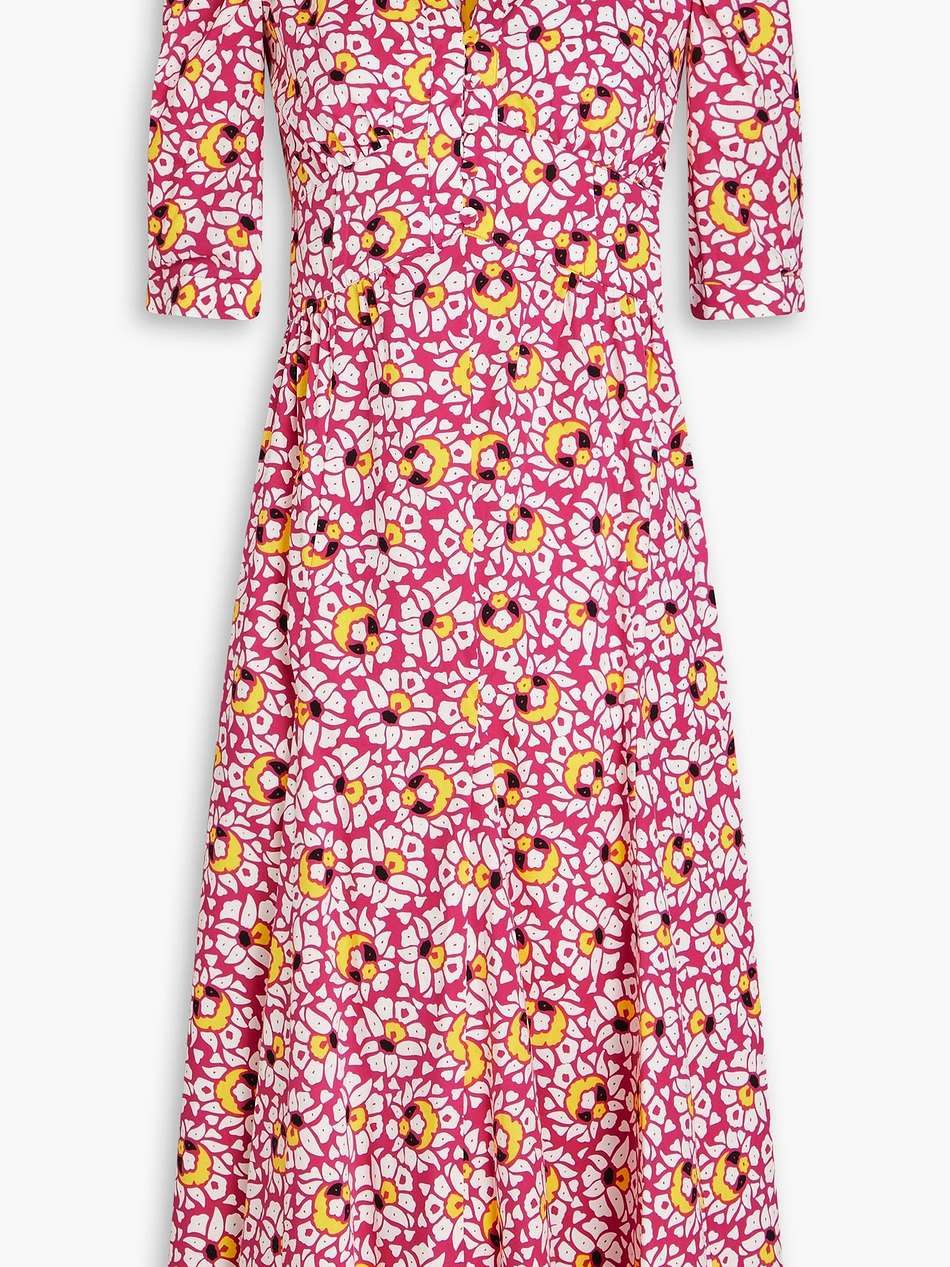 melissa printed stretch-cotton poplin midi dress