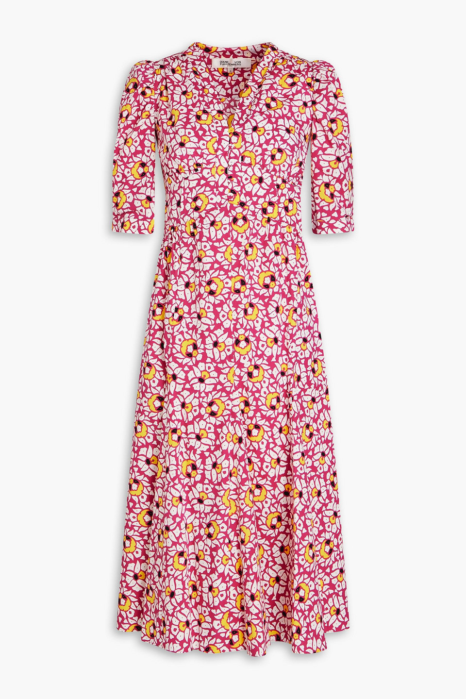 Melissa printed stretch-cotton poplin midi dress