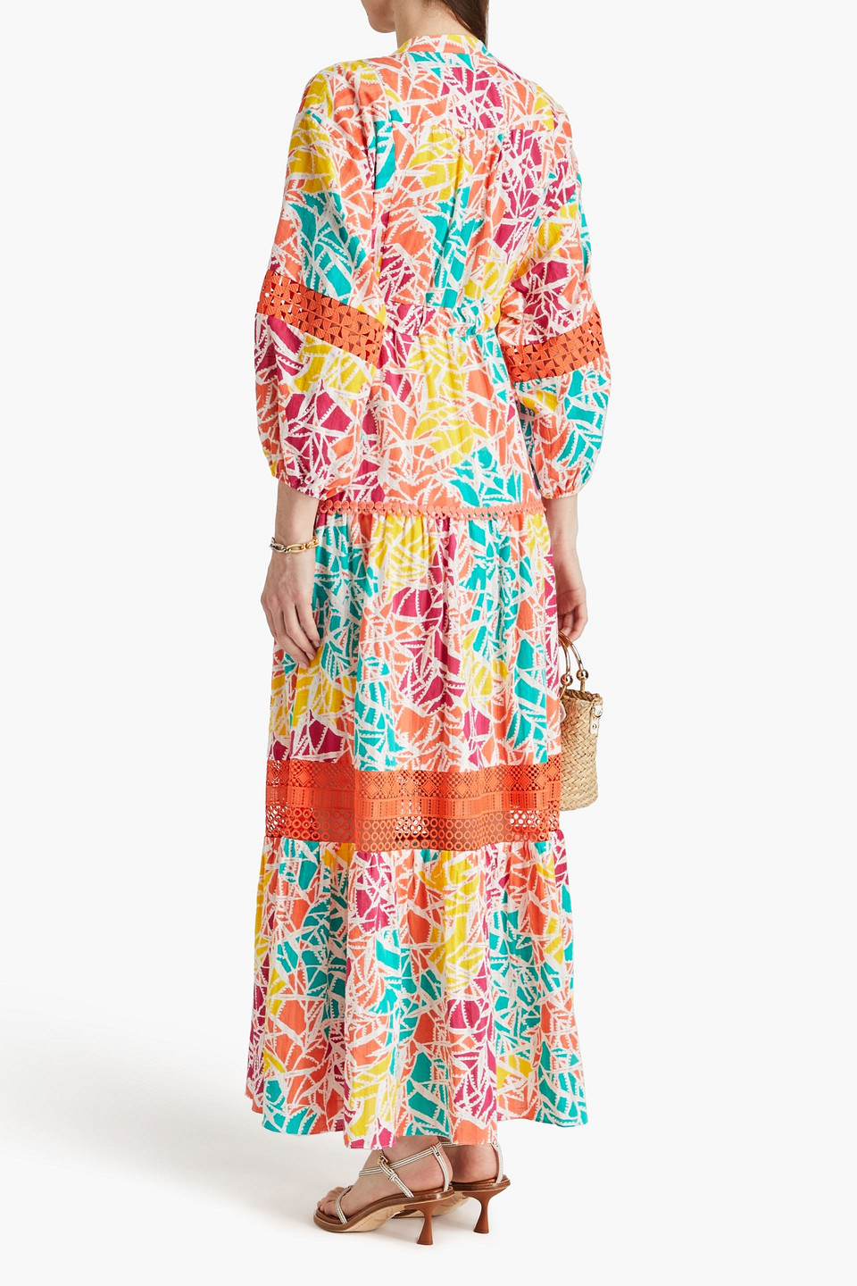 Diane Von Furstenberg Tessa Abstract Print Long Sleeve Cotton Maxi Dress In Orange