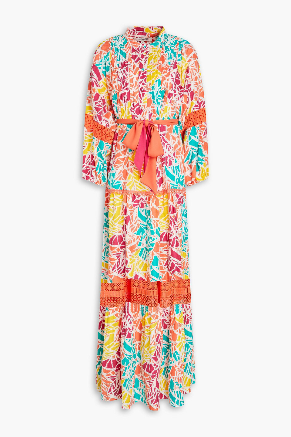 Diane Von Furstenberg Tessa Abstract Print Long Sleeve Cotton Maxi Dress In Orange