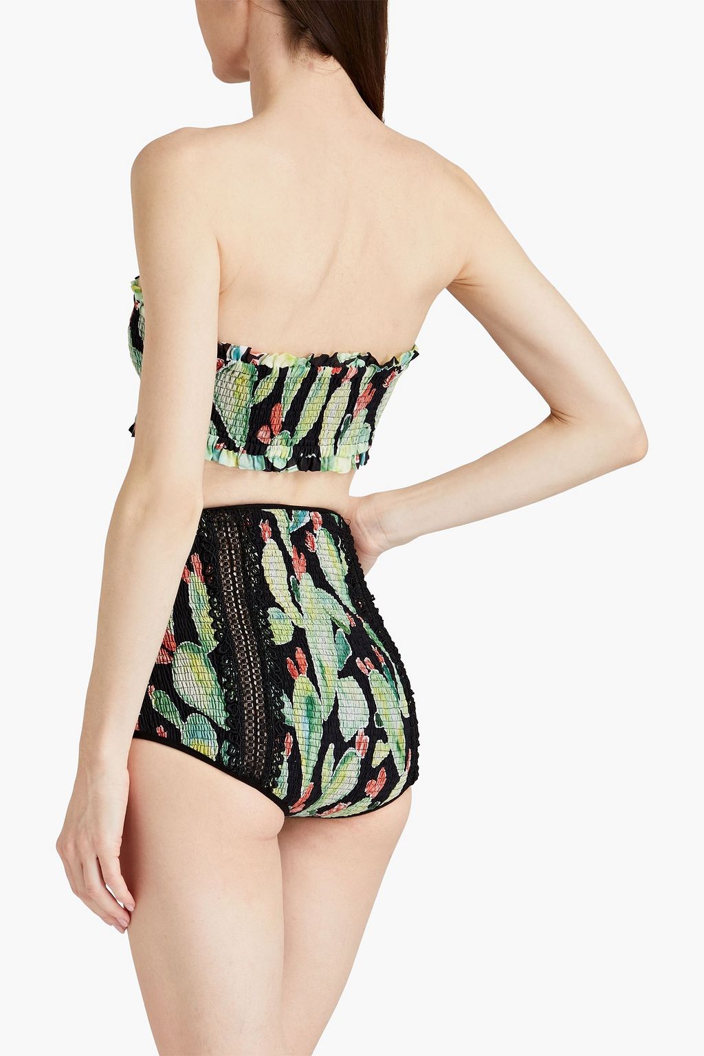 CHARO RUIZ IBIZA Shirred printed cotton-blend shorts