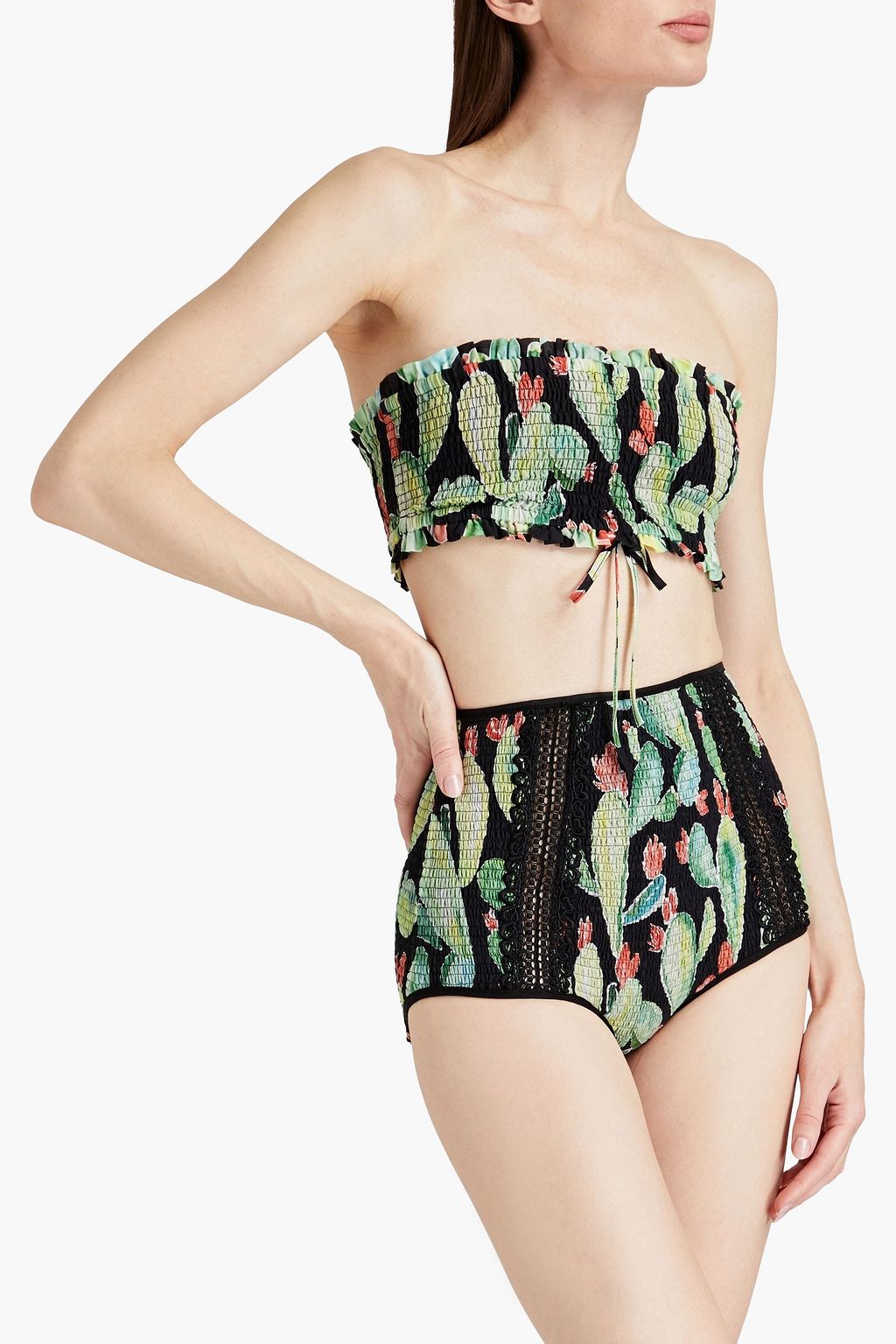 CHARO RUIZ IBIZA Shirred printed cotton-blend shorts