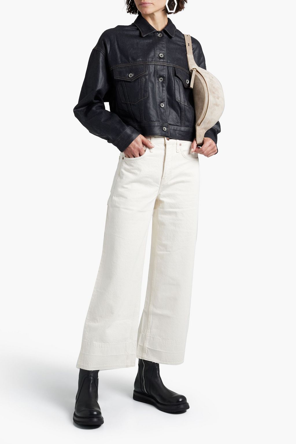 RAG & BONE جاكيت قصير من الجينز المطلي