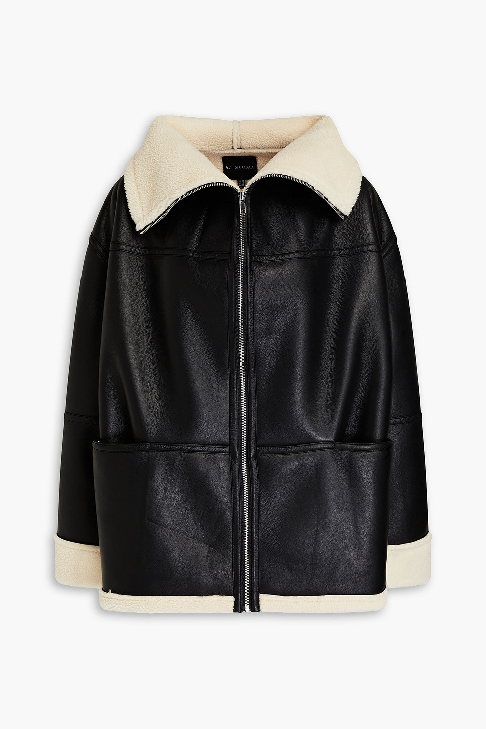 Muubaa Oversized Faux Shearling Jacket In Black