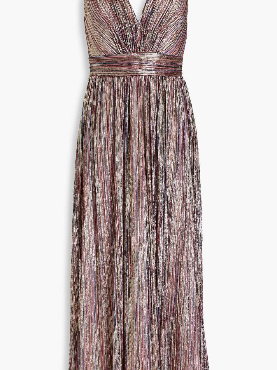 nikola pleated metallic mesh midi dress