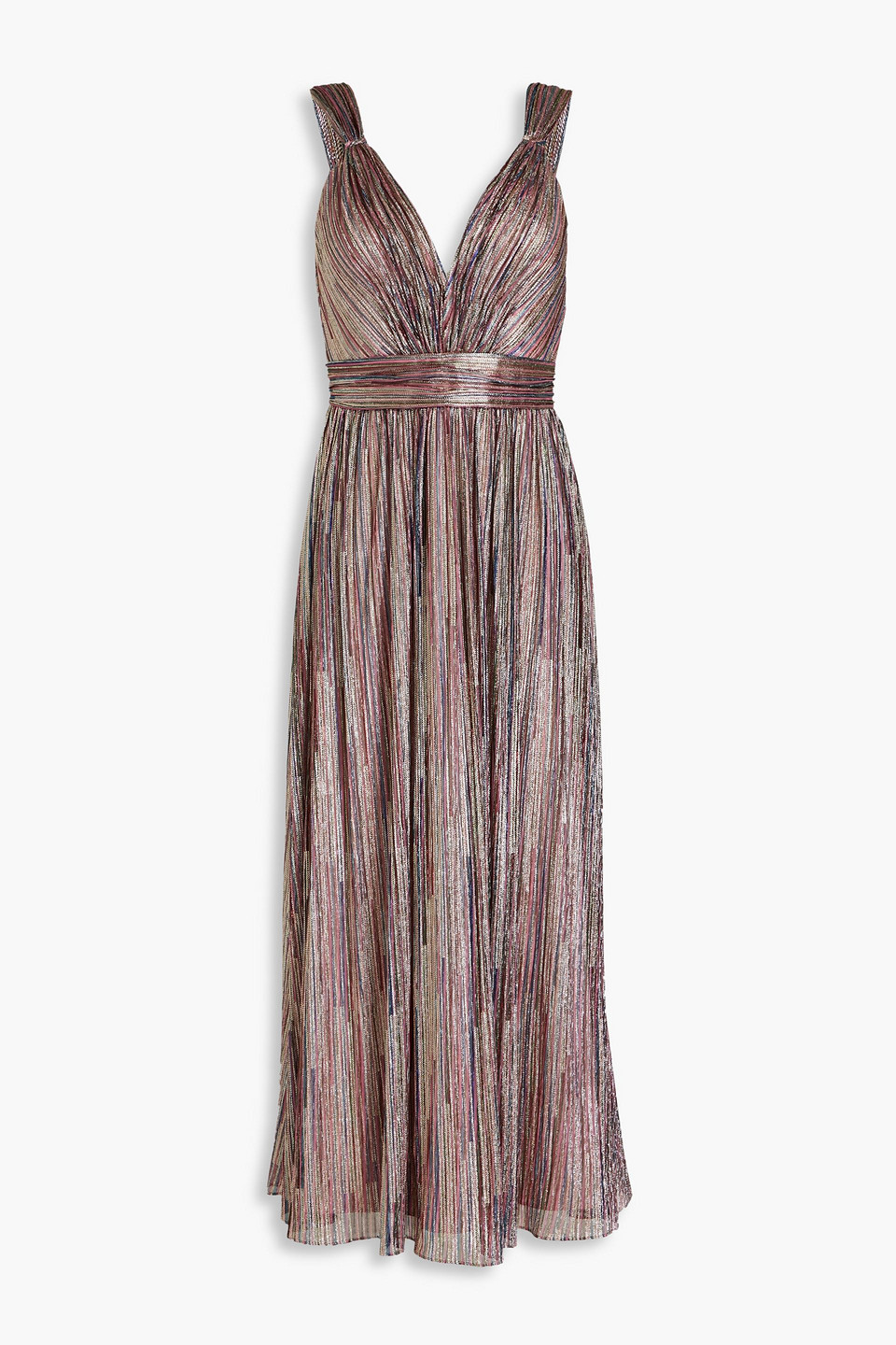 Nikola pleated metallic mesh midi dress