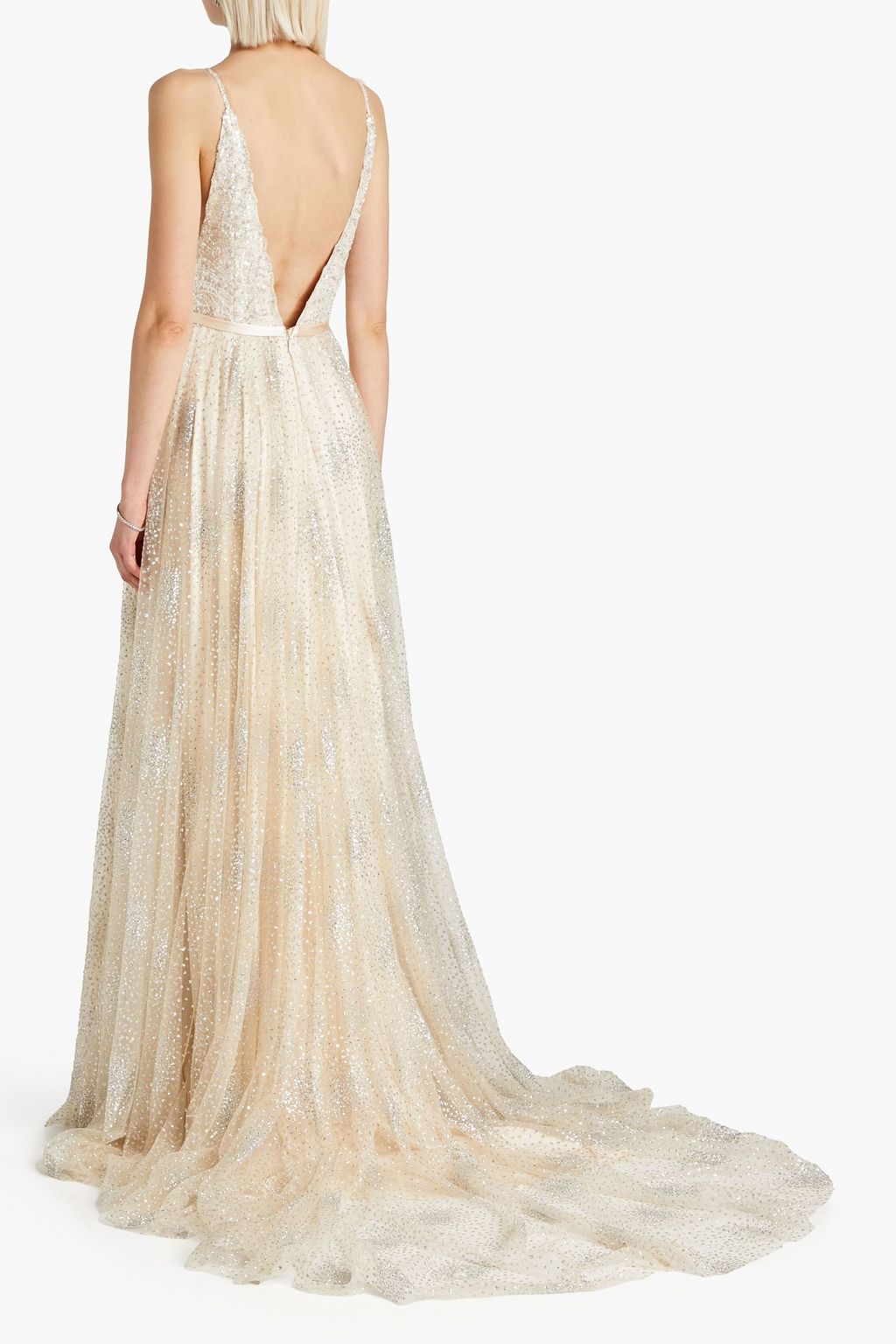 CATHERINE DEANE Rumi embellished glittered tulle bridal gown