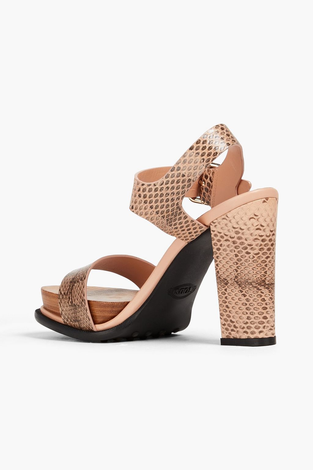 TOD'S Snake-effect leather platform sandals