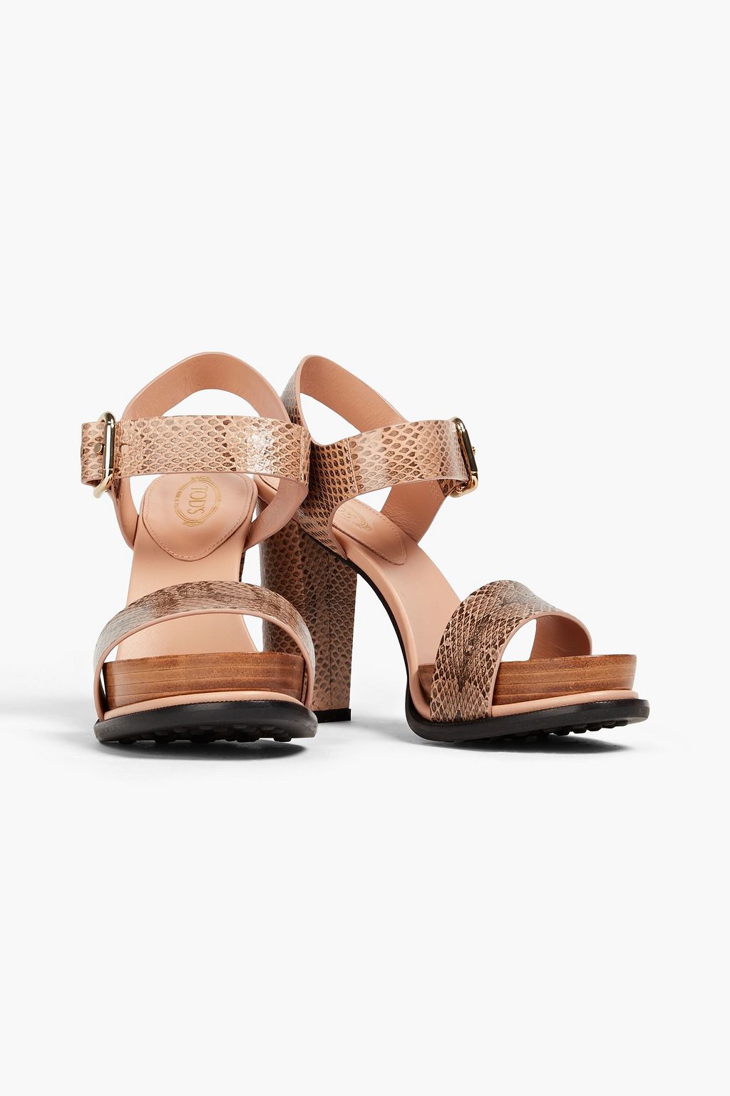 TOD'S Snake-effect leather platform sandals