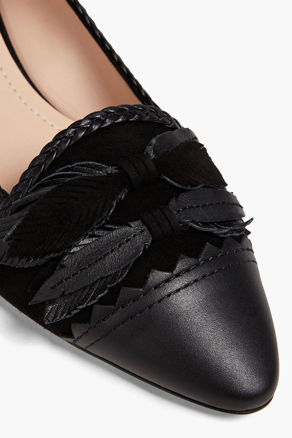 TOD'S حذاء بمب من الجلد والجلد السويدي بتصاميم مخيطة