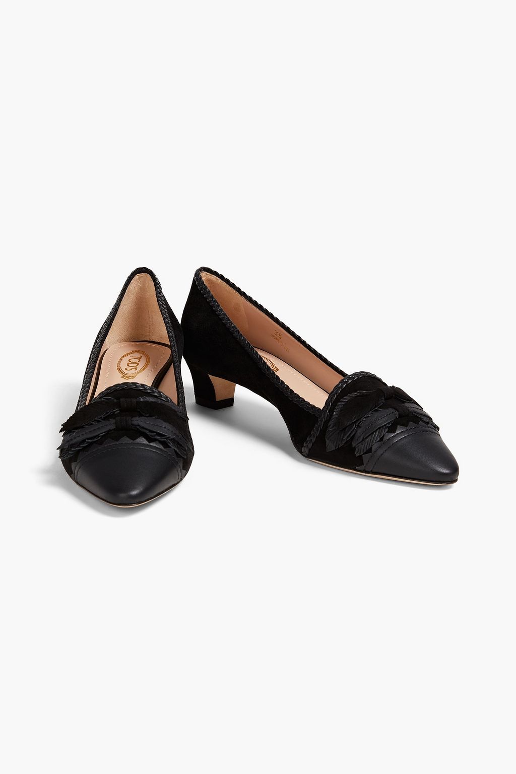 TOD'S حذاء بمب من الجلد والجلد السويدي بتصاميم مخيطة