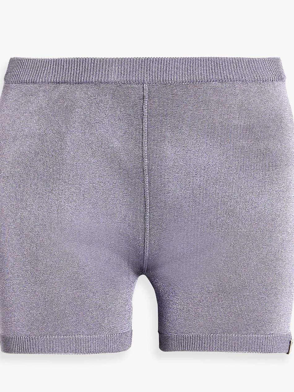 embellished metallic stretch-knit shorts