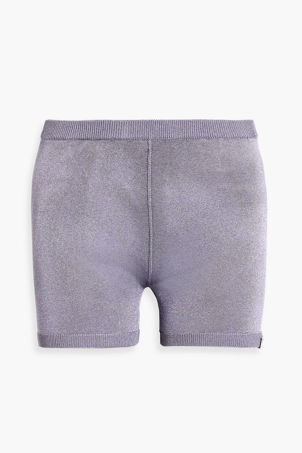 Alyx Embellished Metallic Stretch-knit Shorts In Lilac