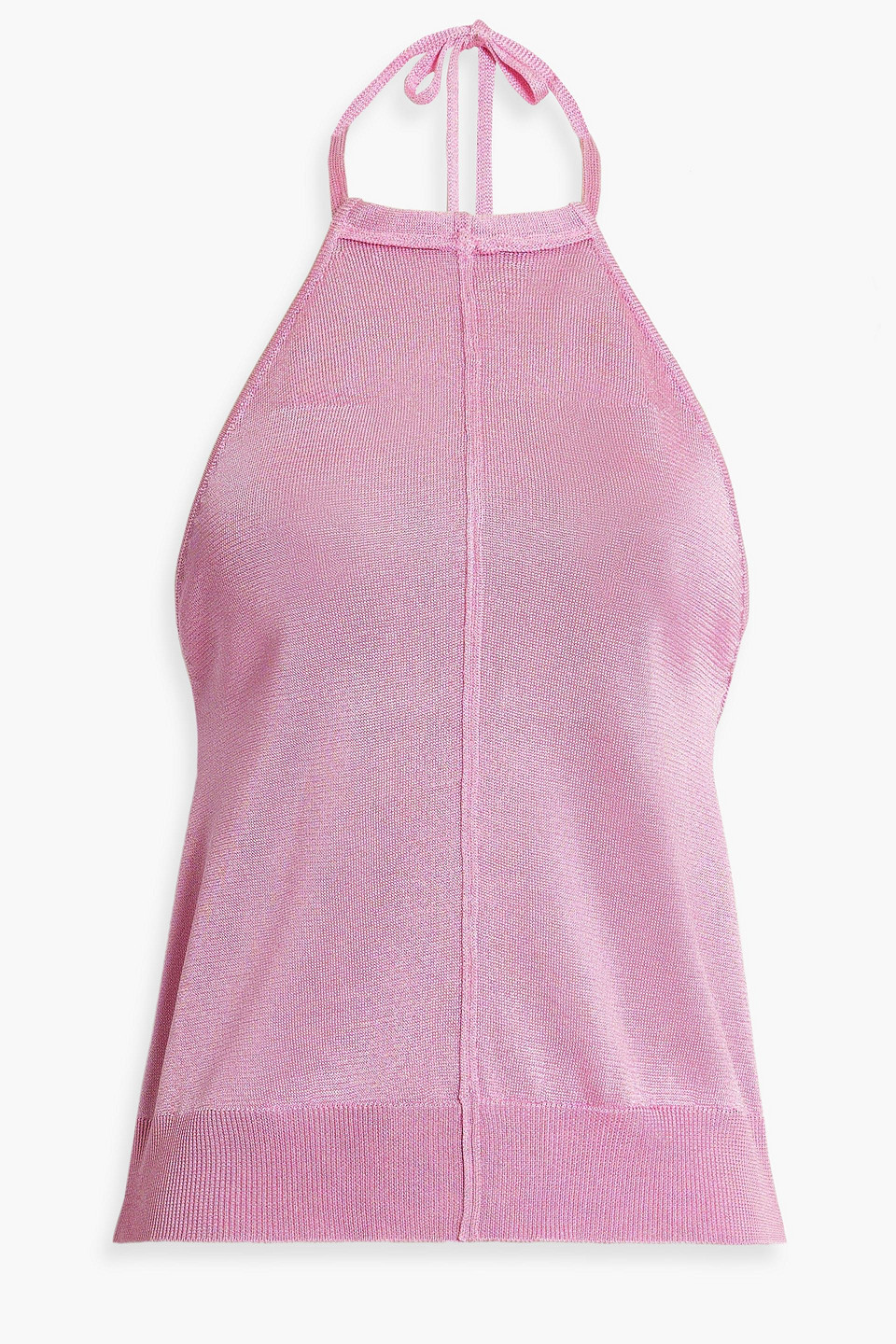 Metallic stretch-knit halterneck top