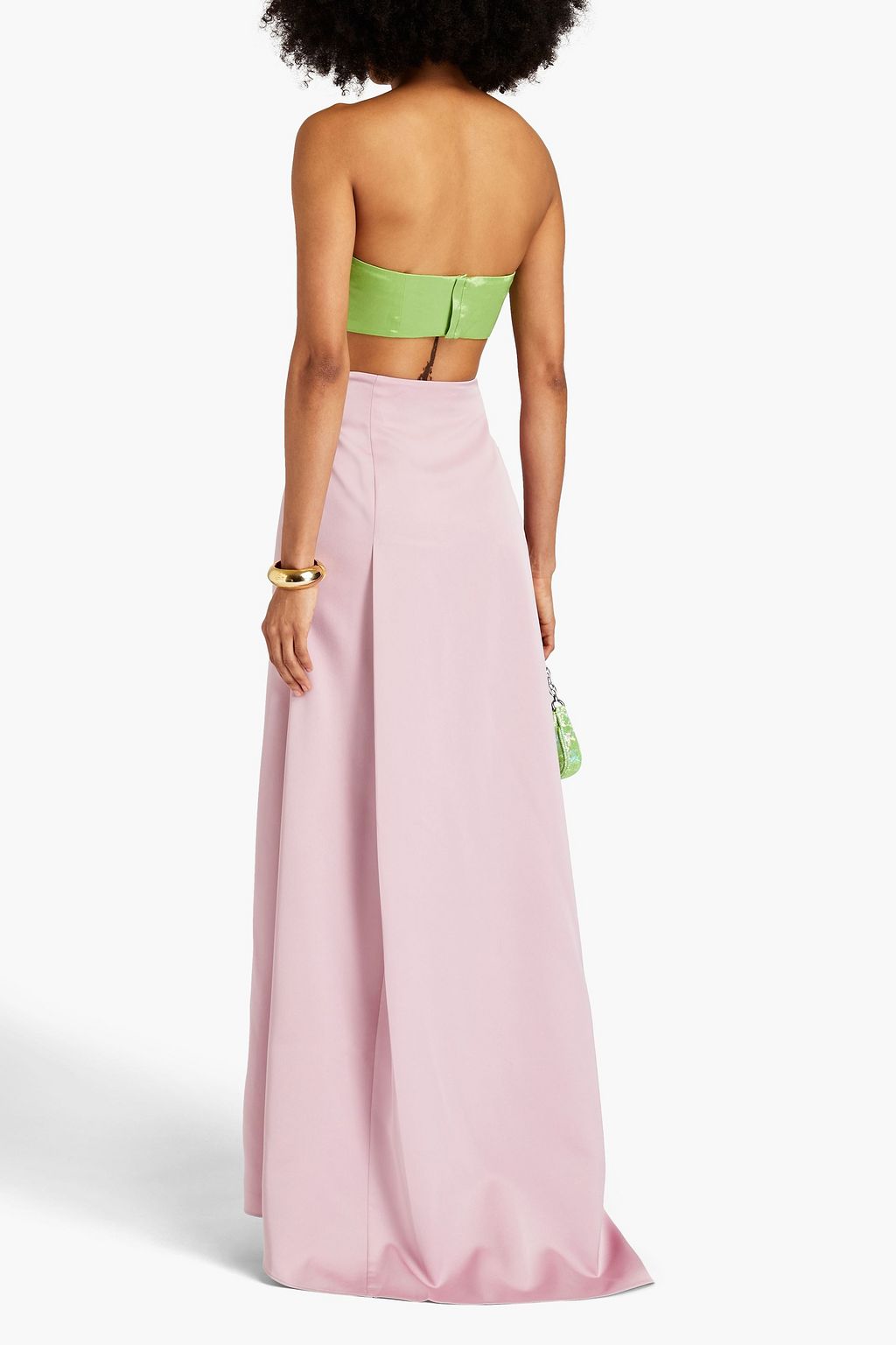 HALSTON Astin satin-crepe maxi skirt
