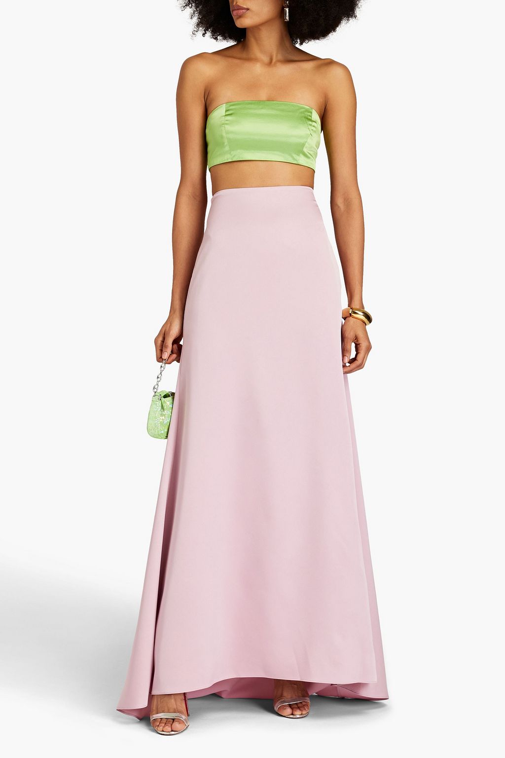 HALSTON Astin satin-crepe maxi skirt