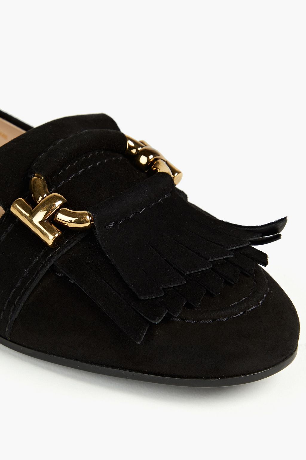 TOD'S Fringed embellished suede loafers
