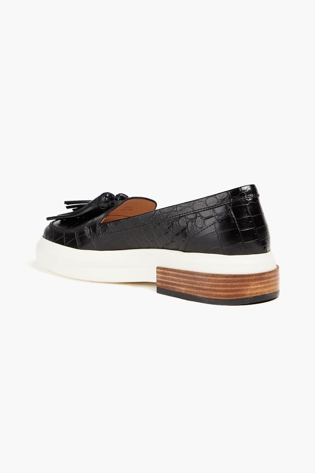 TOD'S Sporty tasseled croc-effect leather loafers