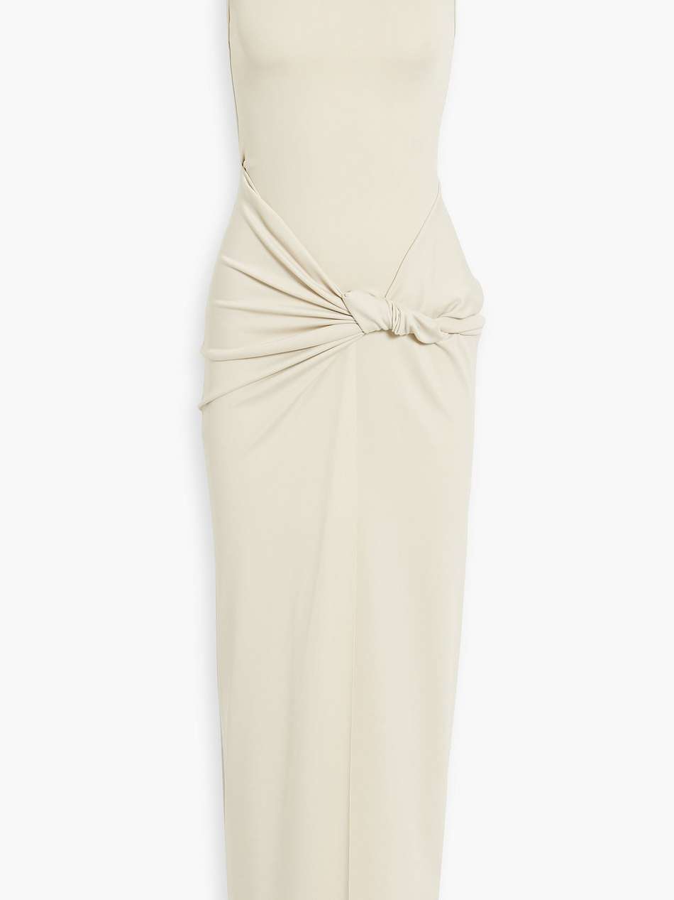 swirl twist-front stretch-jersey halterneck maxi dress