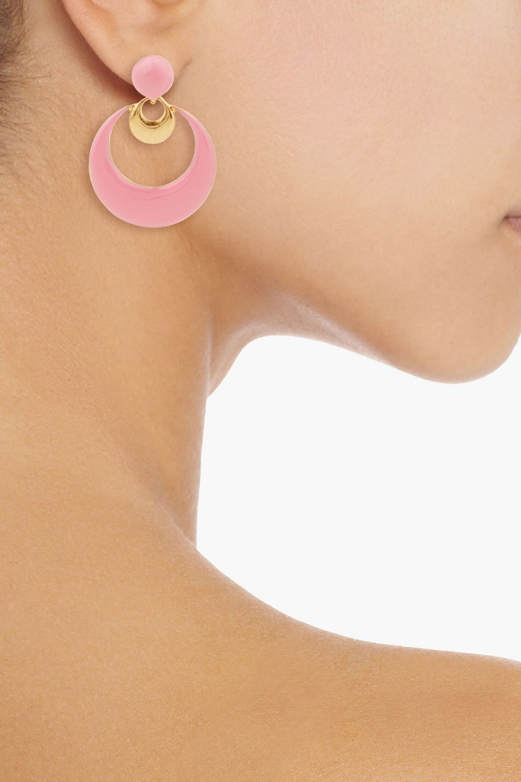 OSCAR DE LA RENTA Gold-tone enamel earrings