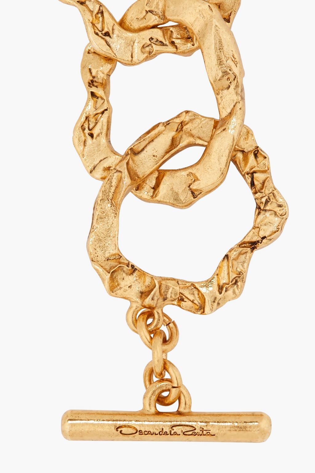 OSCAR DE LA RENTA Hammered gold-tone bracelet