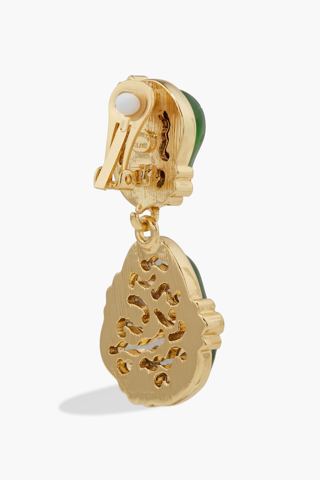 KENNETH JAY LANE Gold-plated, crystal and stone clip earrings